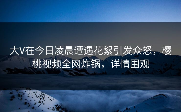 大V在今日凌晨遭遇花絮引发众怒，樱桃视频全网炸锅，详情围观