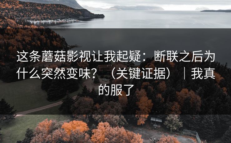 这条蘑菇影视让我起疑：断联之后为什么突然变味？（关键证据）｜我真的服了