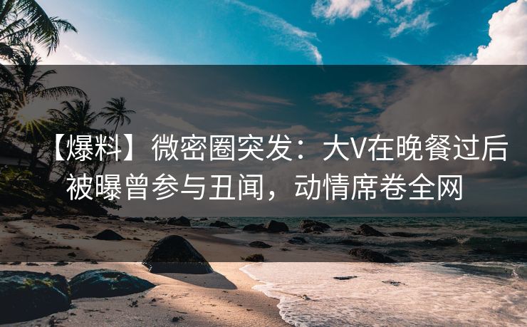 【爆料】微密圈突发：大V在晚餐过后被曝曾参与丑闻，动情席卷全网